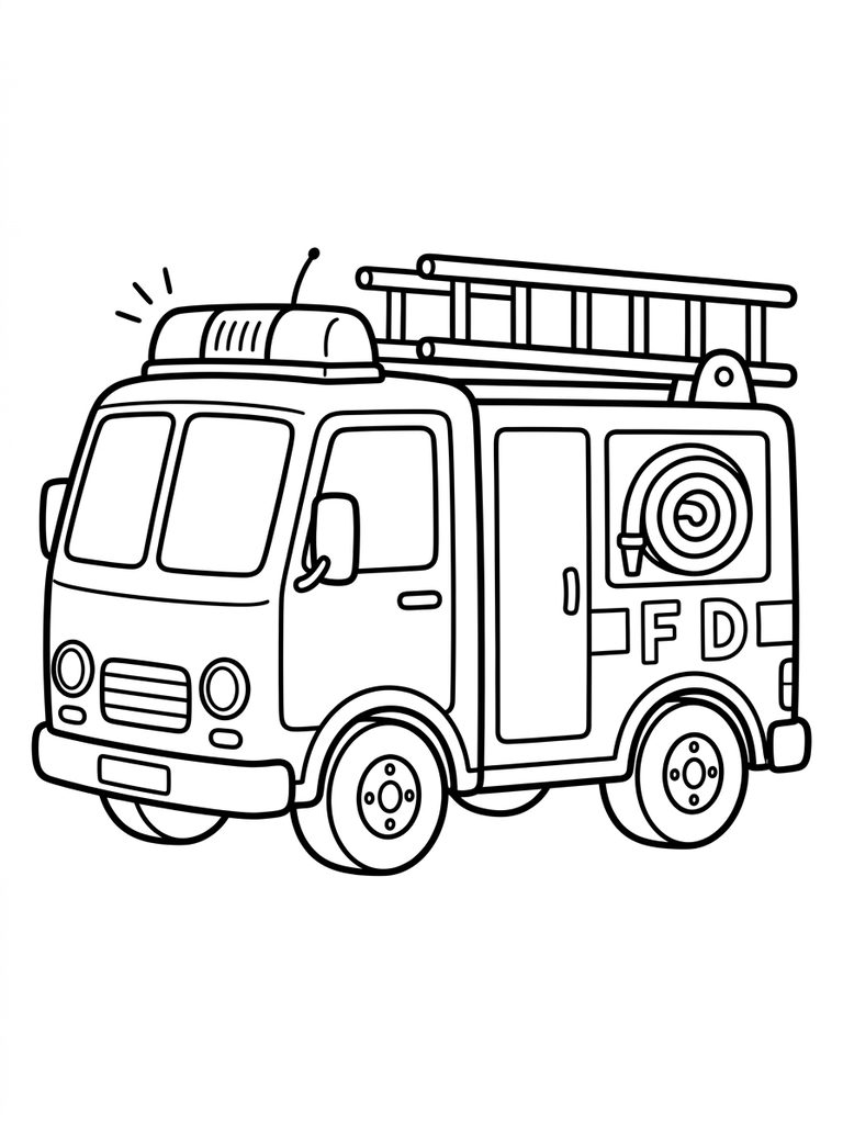 Fire Truck With Lights Coloring Page