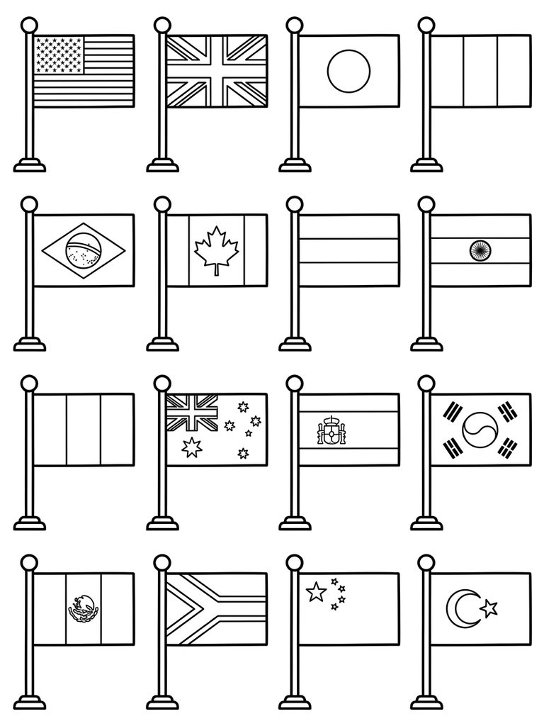 Flags Around The World Individual Flags Coloring Page