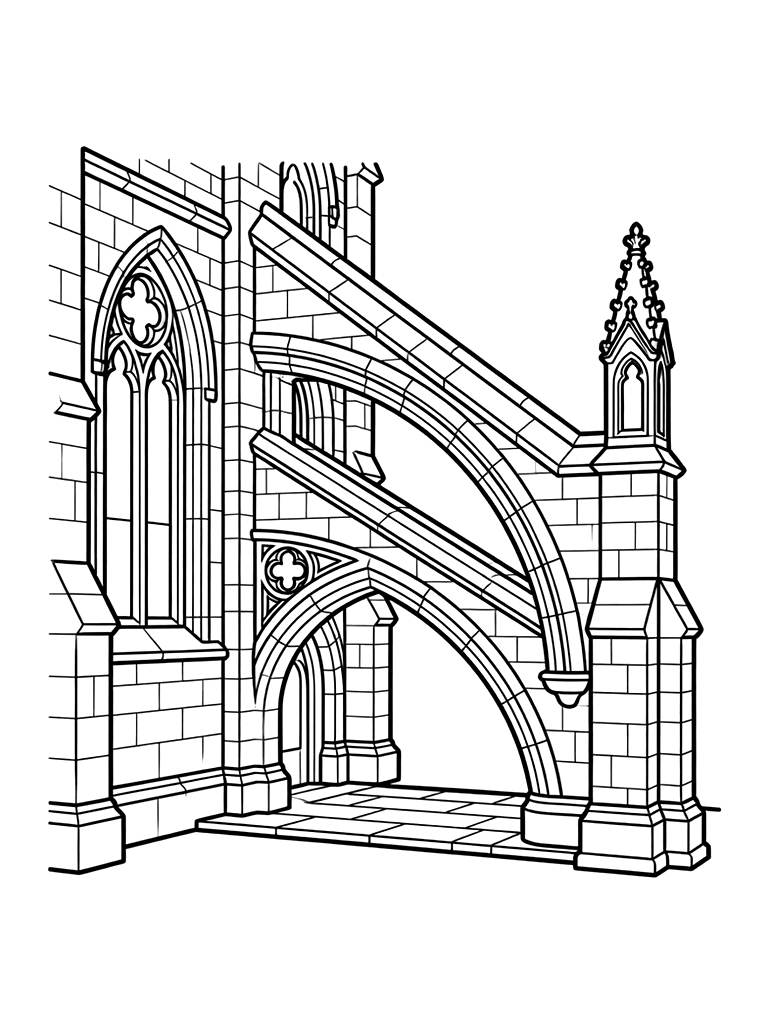 Flying Buttresses Detail Coloring Page