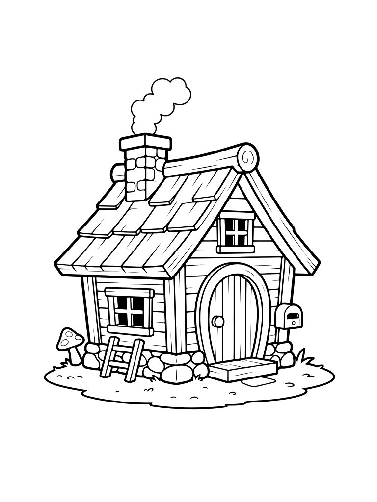 Forest Micro Cabin Coloring Page