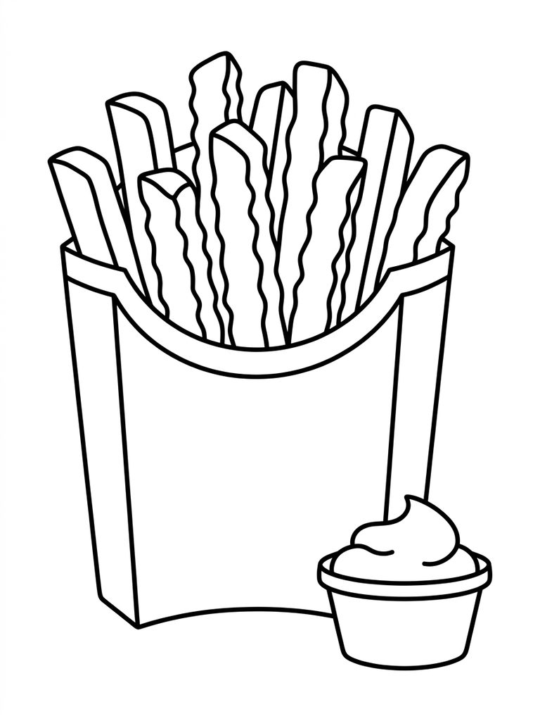 French Fries Box With Ketchup Coloring Page