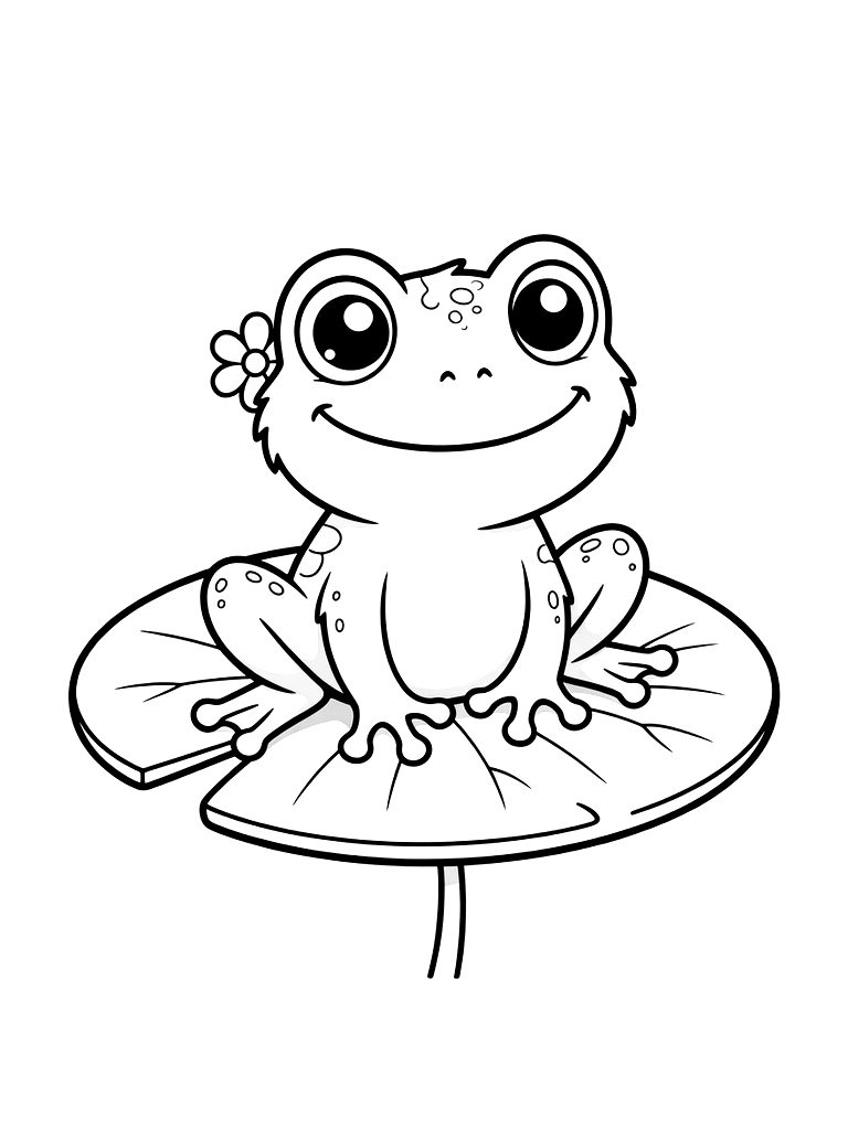 Frog On Lily Pad Coloring Page