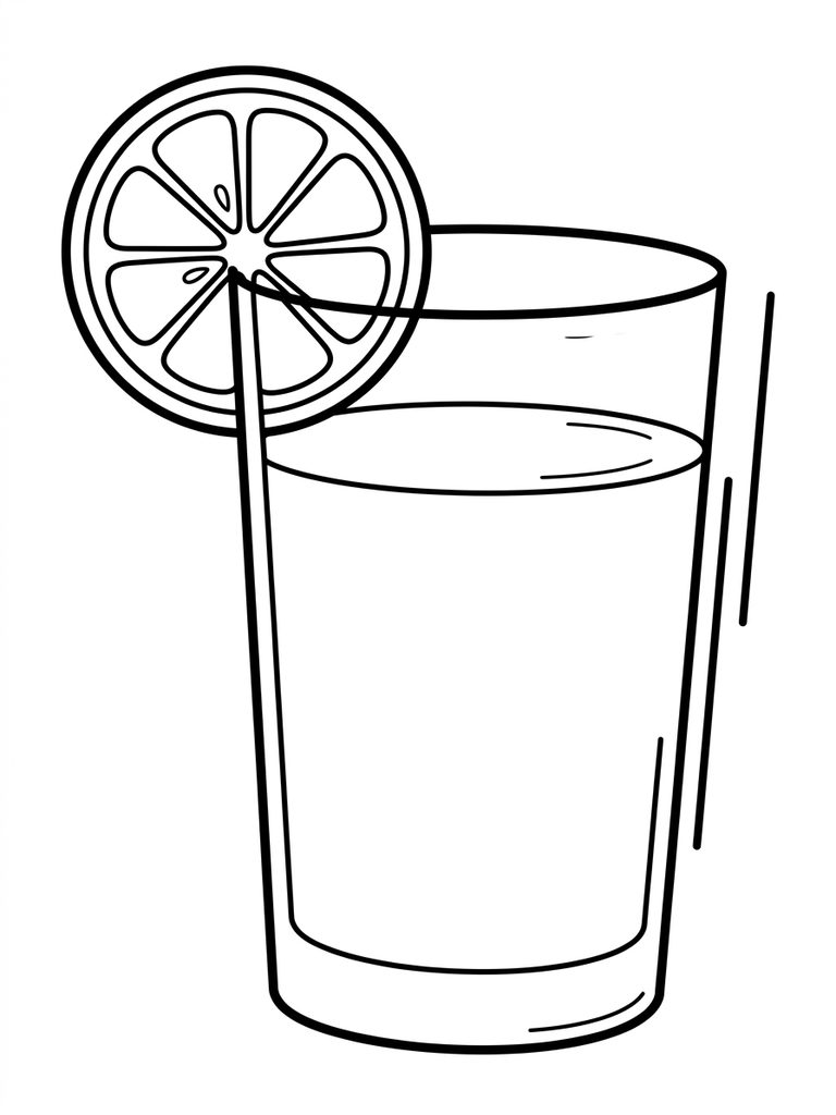 Fruit Juice Glass With Orange Slice Coloring Page