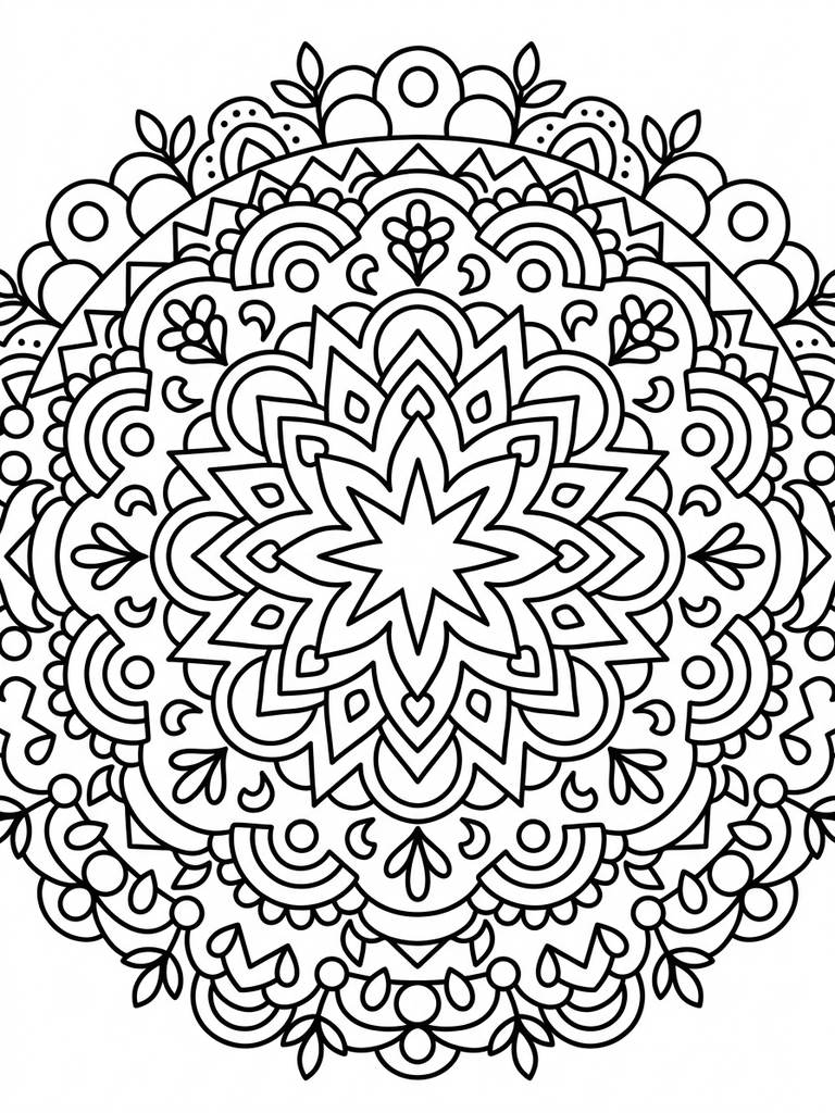 Geometric Mandala Coloring Page