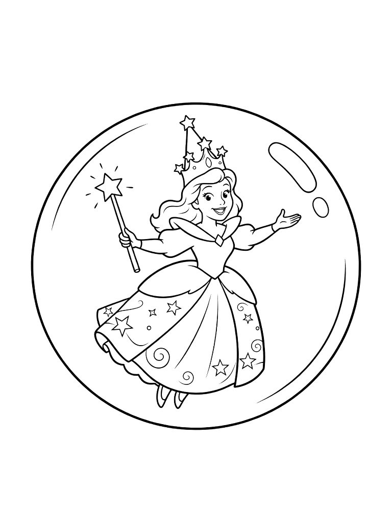 Glinda Floating In Her Bubble Coloring Page