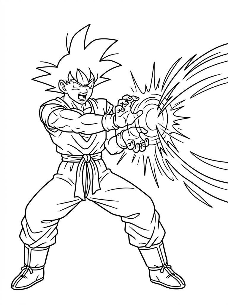 Goku Kamehameha Wave Coloring Page