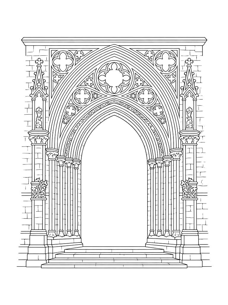 Gothic Archway Coloring Page