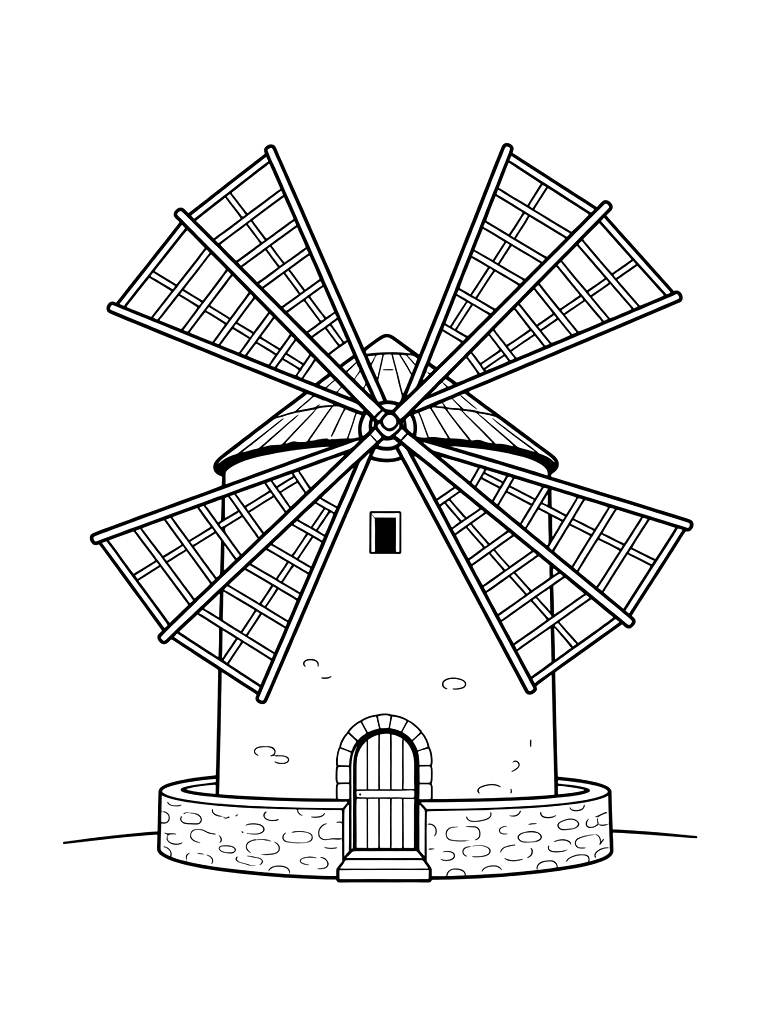 Greek Windmill Coloring Page