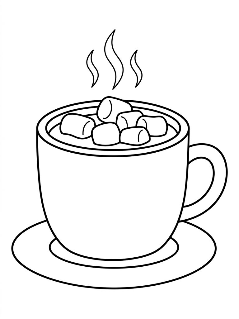Hot Chocolate With Marshmallows Coloring Page