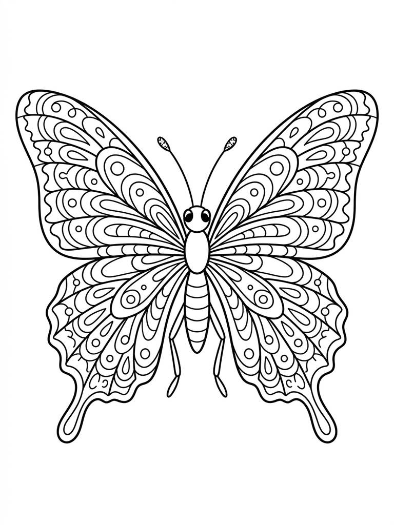 Intricate Butterfly Wings With Patterns Coloring Page