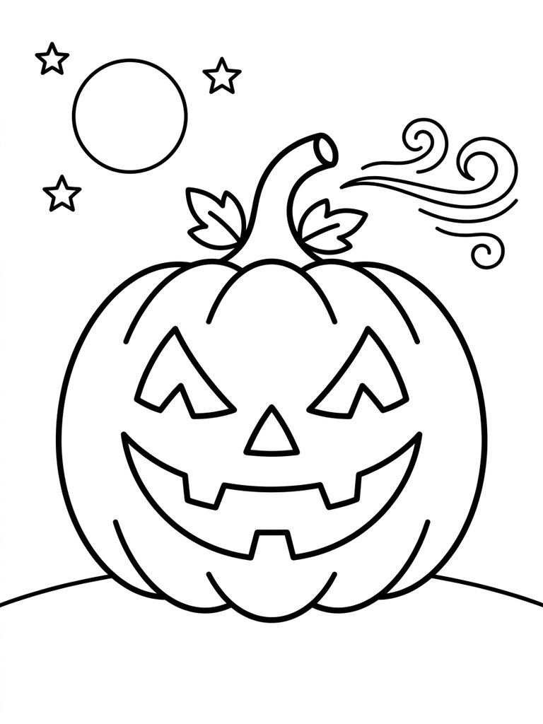 Jack-o-lantern With A Spooky Face On Halloween Night Coloring Page