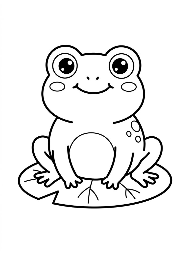 Kawaii / Cute Cartoon Frog Coloring Page