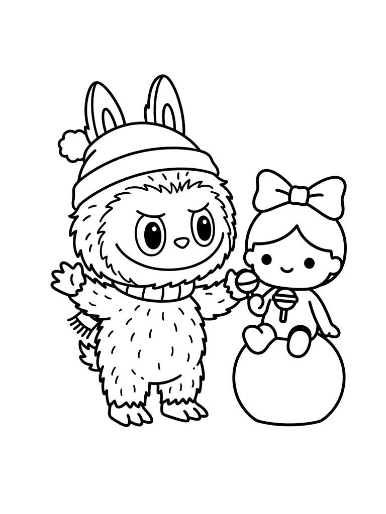 Labubu And Pop Mart Art Toys Coloring Page