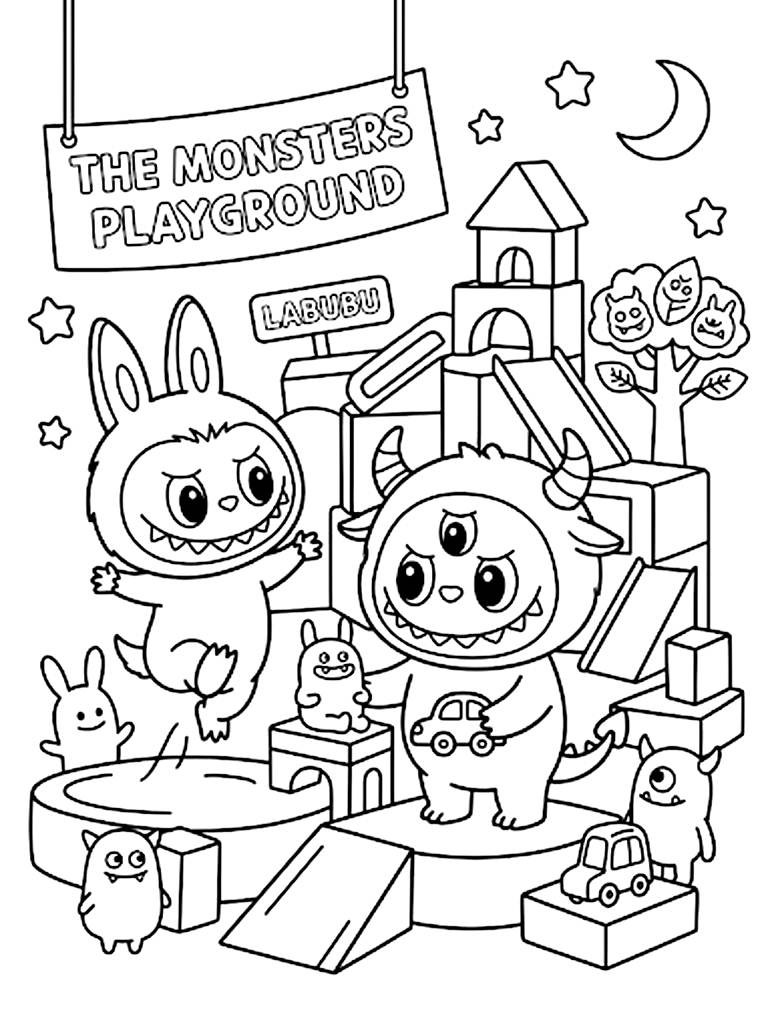 Labubu And The Monsters Vinyl Art Toy Scenes Coloring Page