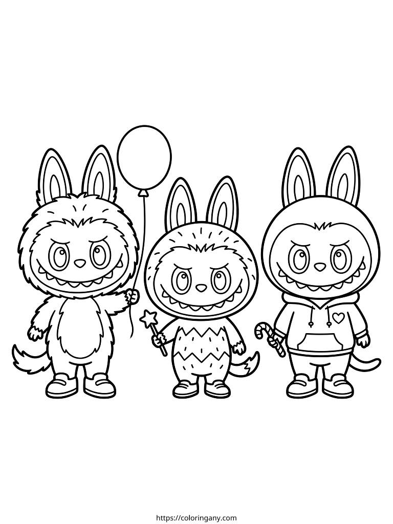Labubu Blind Box Characters Coloring Page