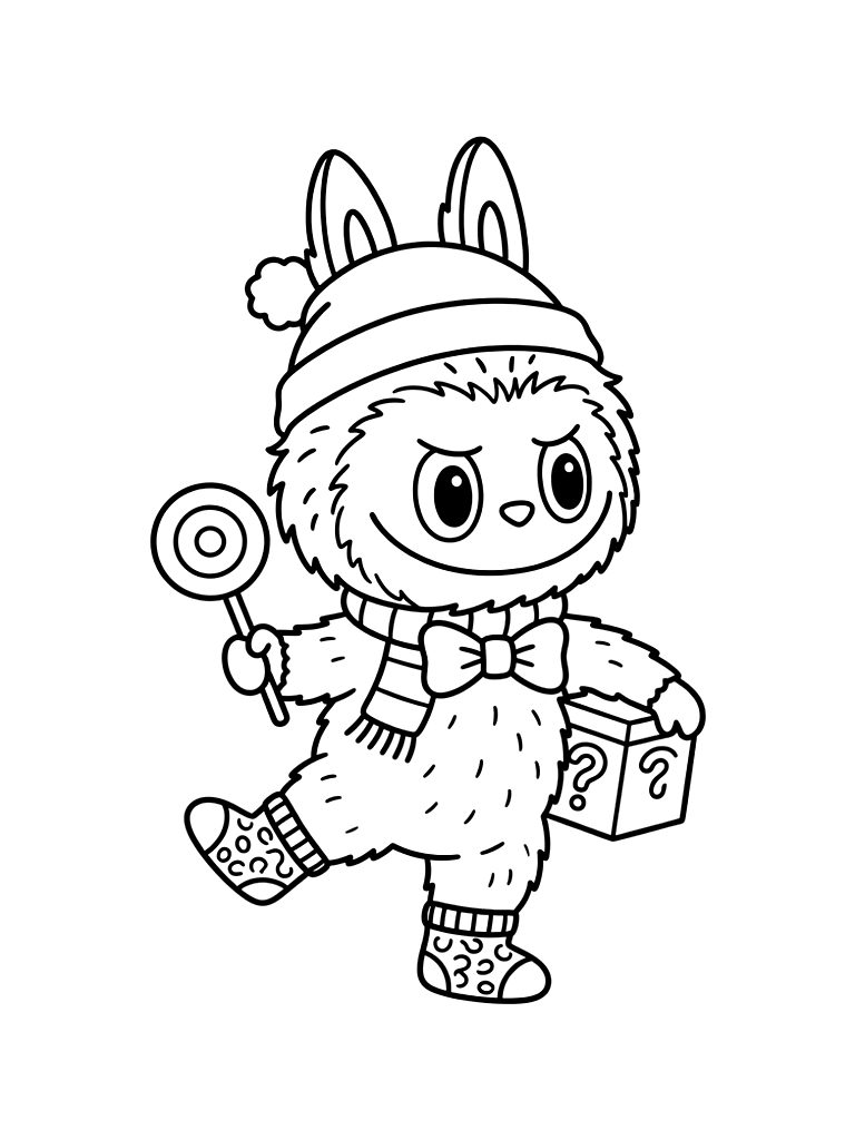 Labubu Blind Box Monster Doll With Pastel Accessories Coloring Page
