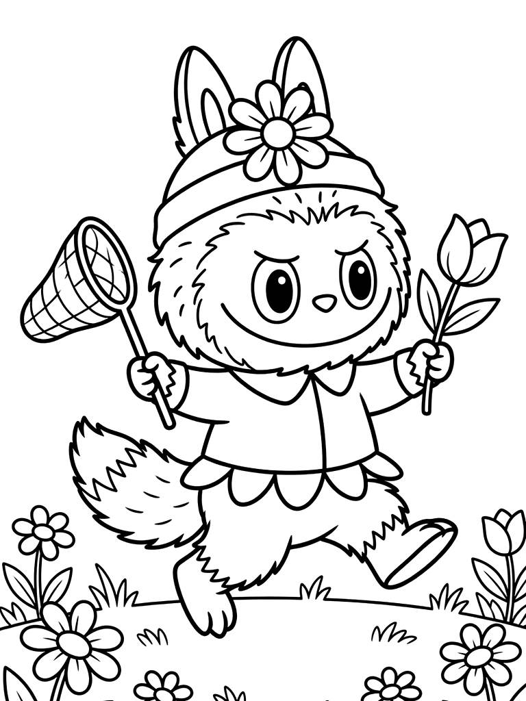 Labubu & Pop Mart Spring Collection Coloring Page