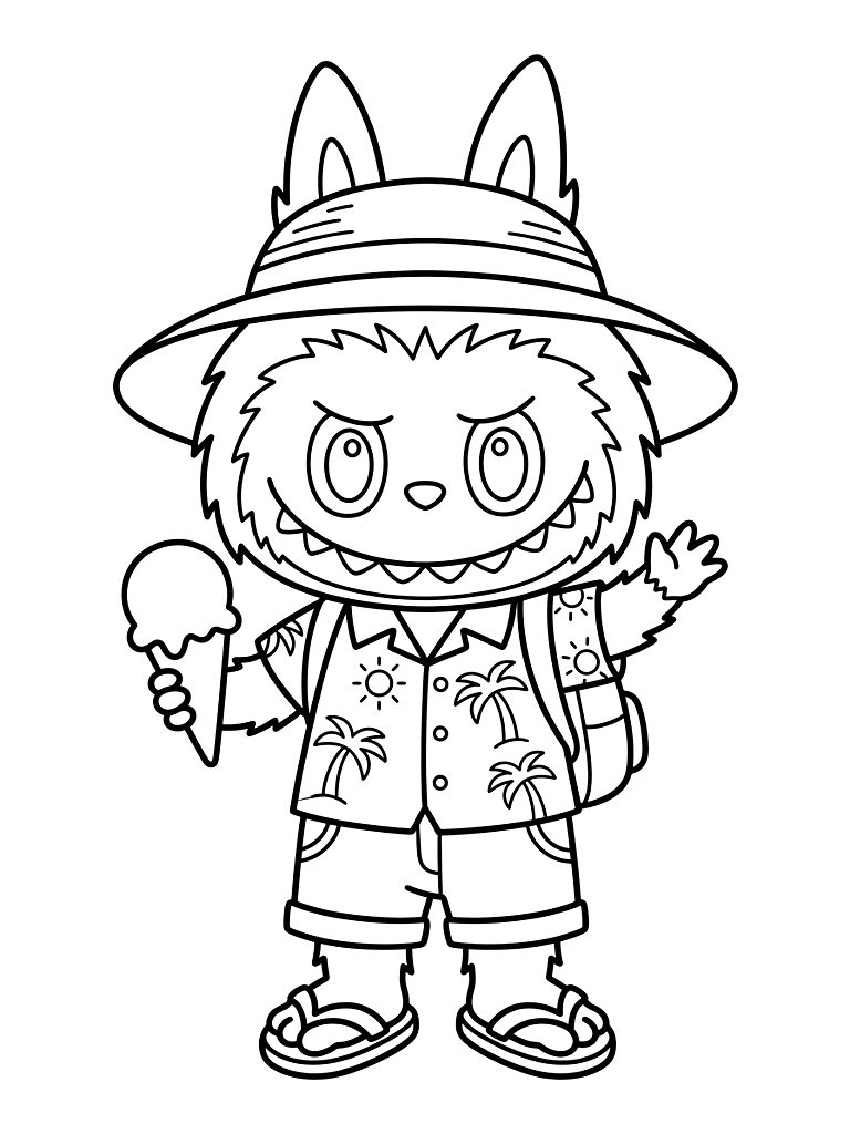 Labubu Summer Vacation Outfits Coloring Page