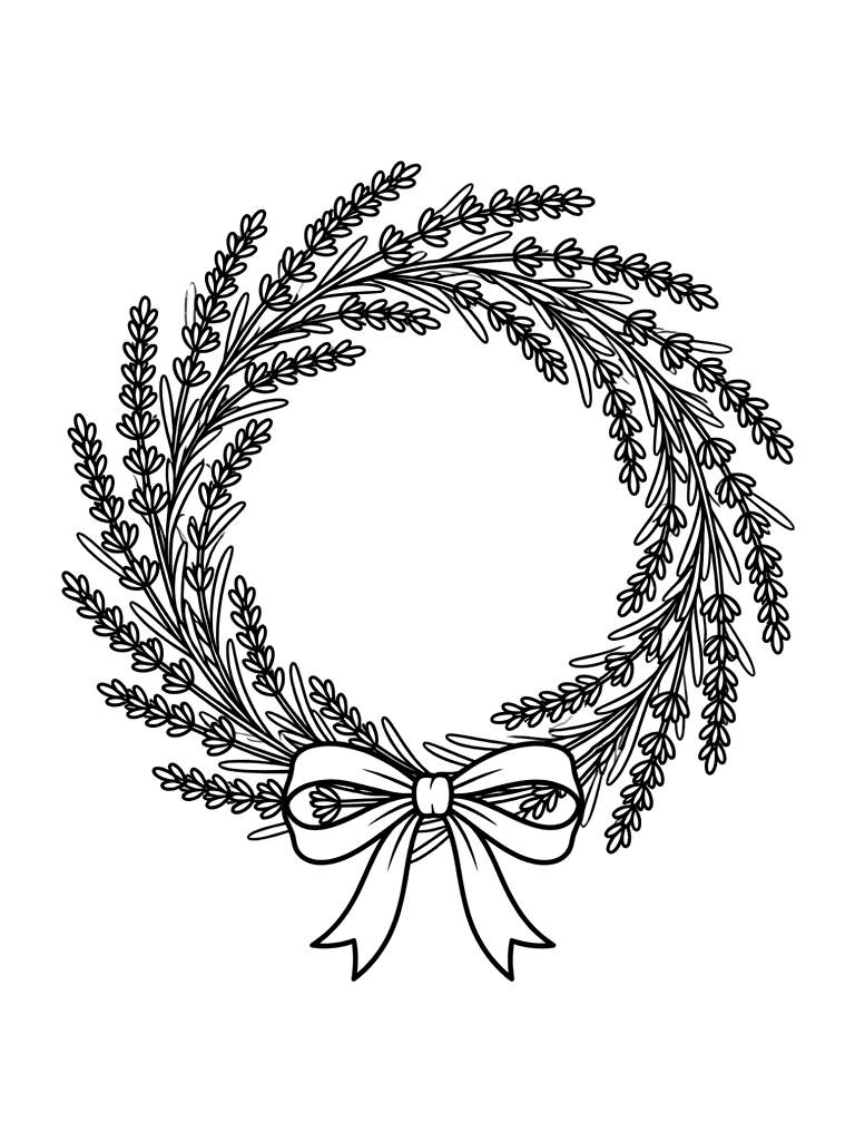 Lavender Wreath Coloring Page