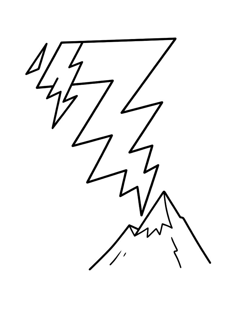 Letter Z Designed As A Zigzagging Lightning Bolt Hitting A Mountain Peak Coloring Page