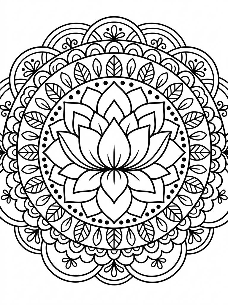 Lotus Flower Mandala Coloring Page