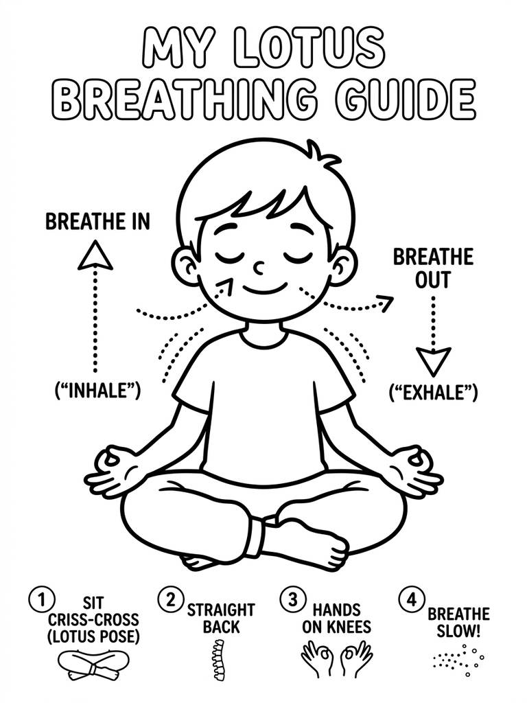 Lotus Position Breathing Guide Coloring Page