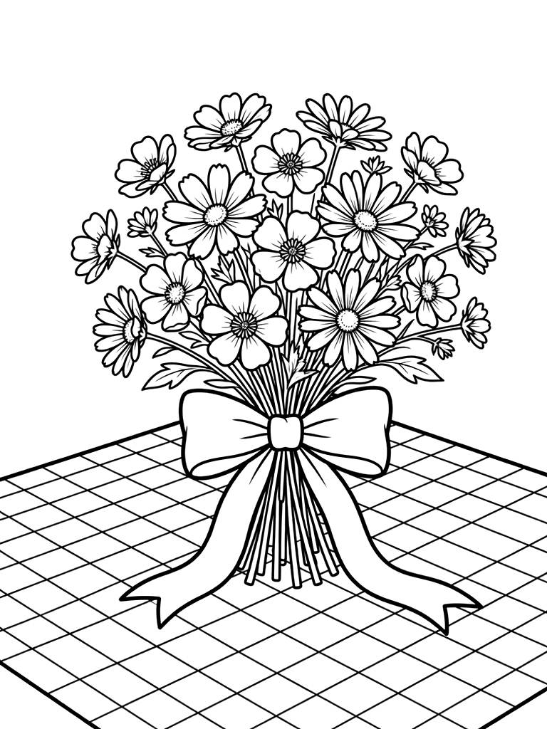 Lush Wildflower Bouquet Of Buttercups Coloring Page