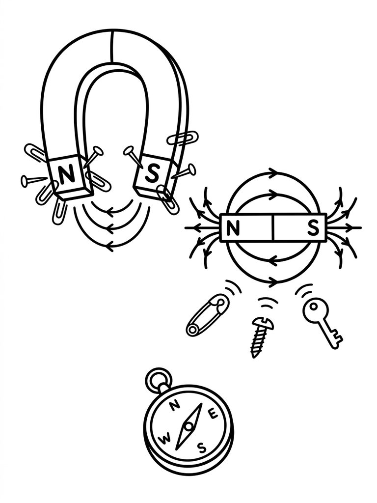 Magnets And Magnetism Coloring Page
