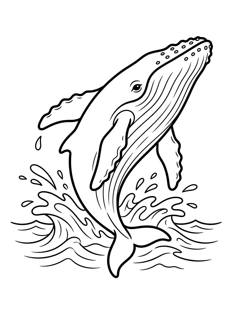Majestic Humpback Whale Breaching The Surface Of The Ocean Coloring Page
