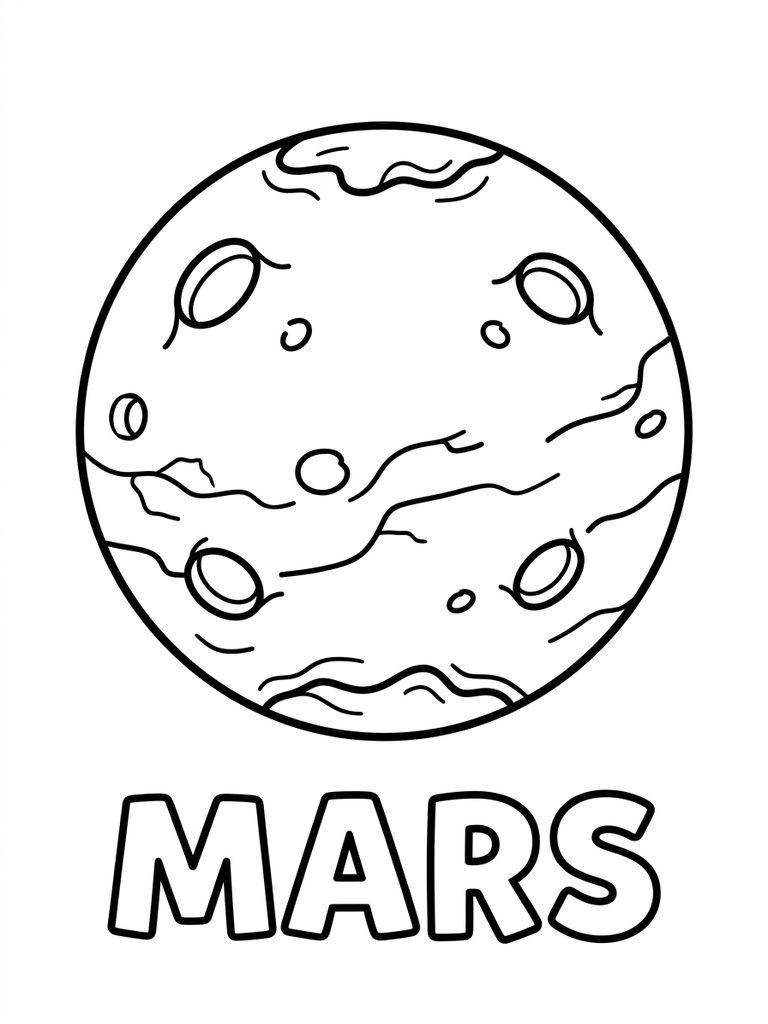 Mars With Name Coloring Page