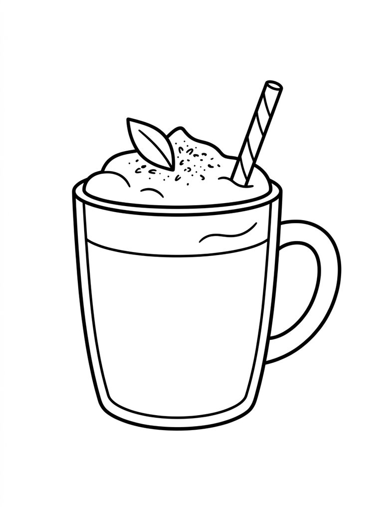 Matcha Green Tea Latte Coloring Page