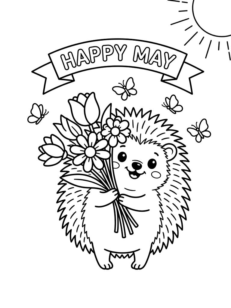 May Month & Spring Celebrations Coloring Page