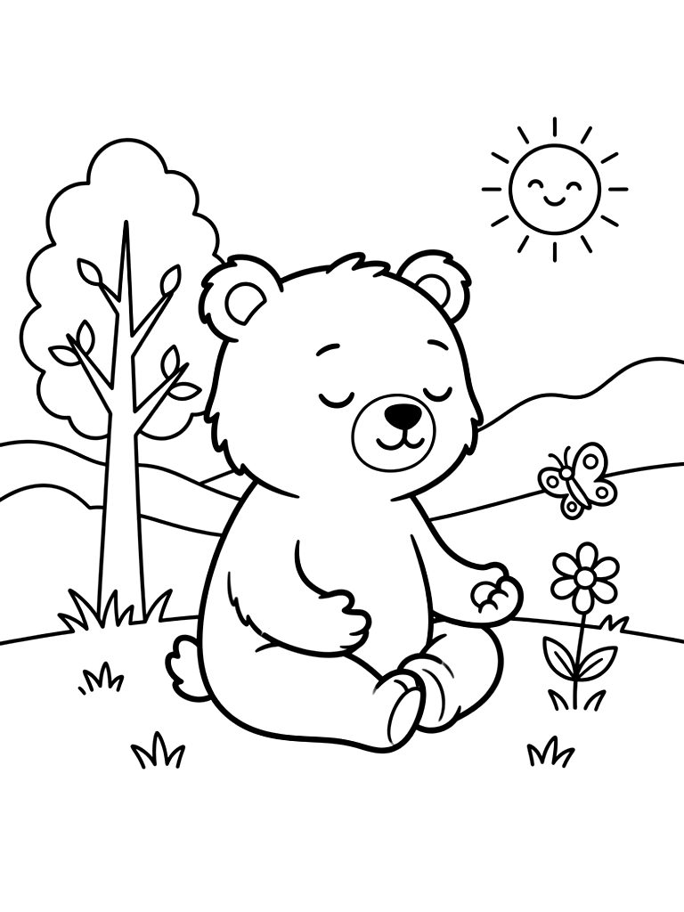 Mental Health Awareness Calm Nature Scenes Coloring Page