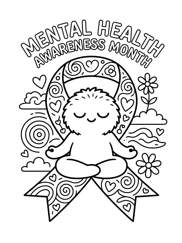 Mental Health Awareness Month Zen Doodles Coloring Page