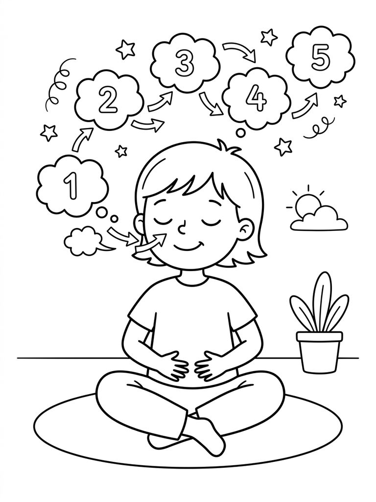 Mindful Breath Counting Coloring Page