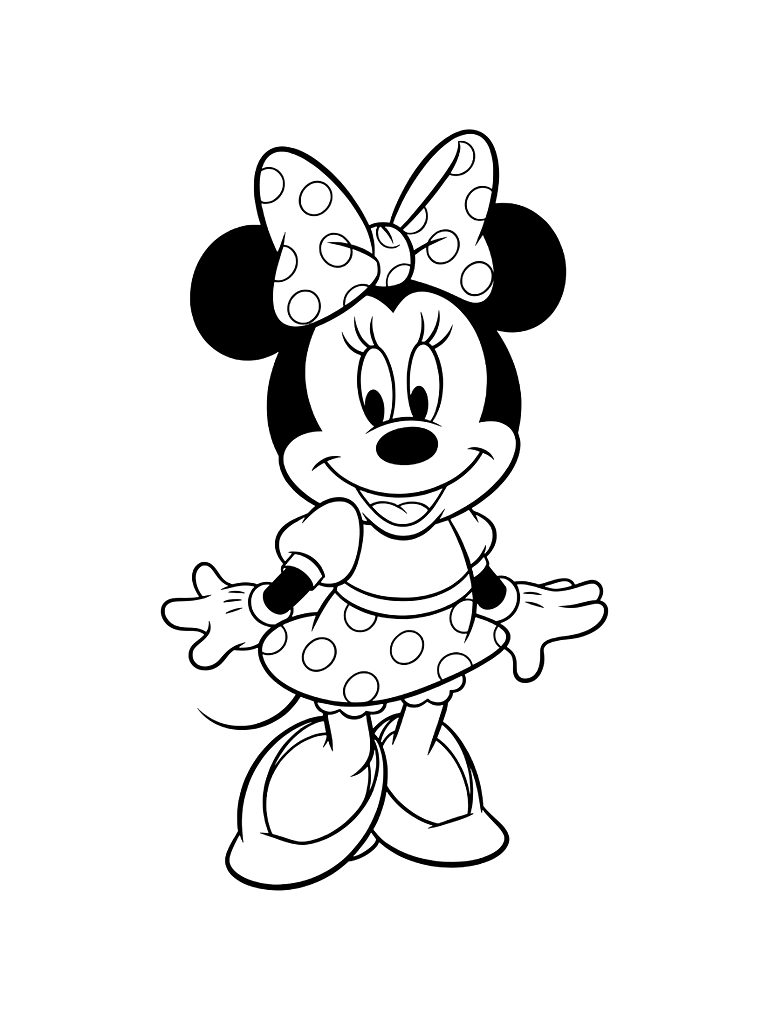 Minnie Mouse With Bow Coloring Page