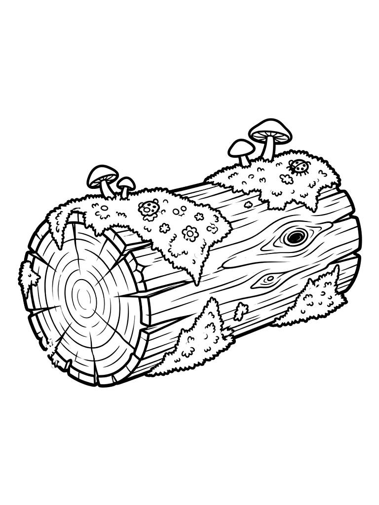 Moss-covered Log Coloring Page