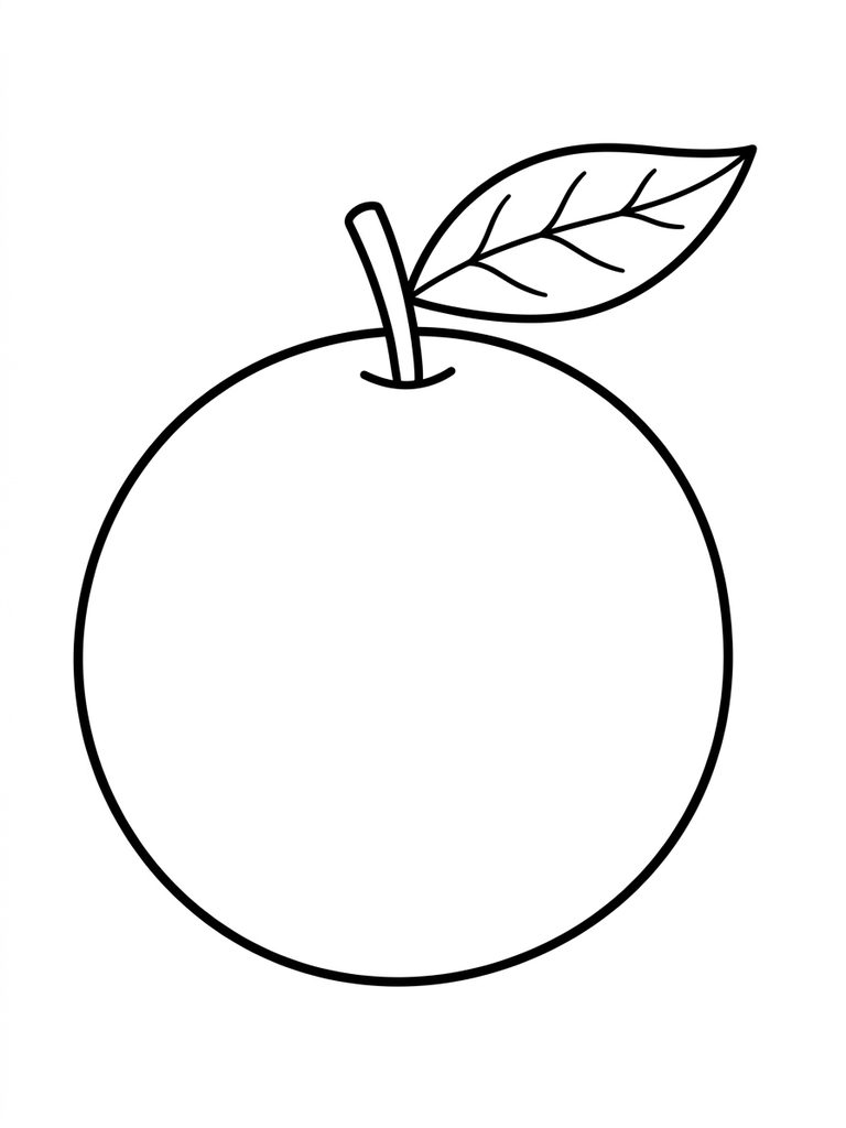 Orange With Leaf Coloring Page