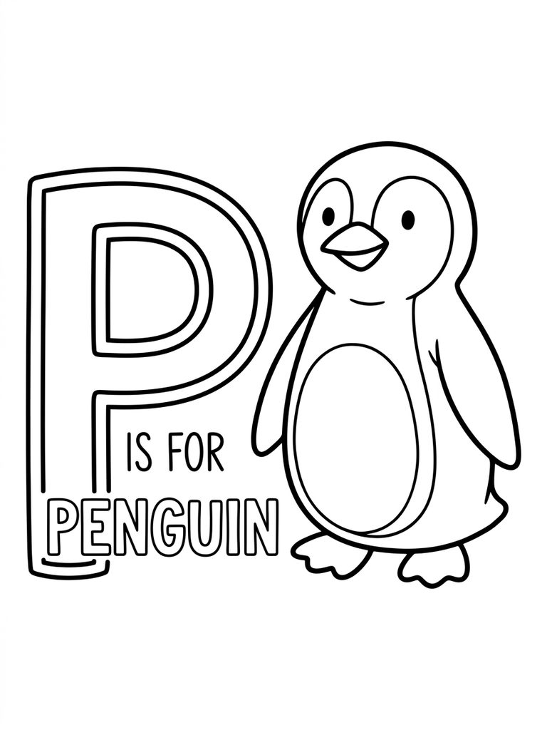 P Is For Penguin Coloring Page