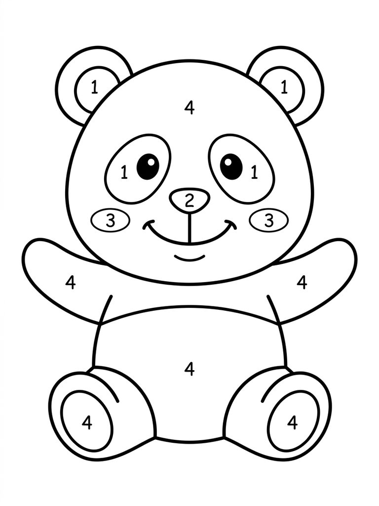 Panda Color By Number Coloring Page