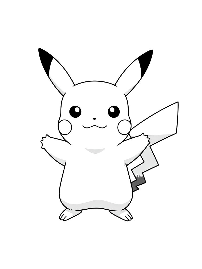 Pikachu Standing Pose Coloring Page