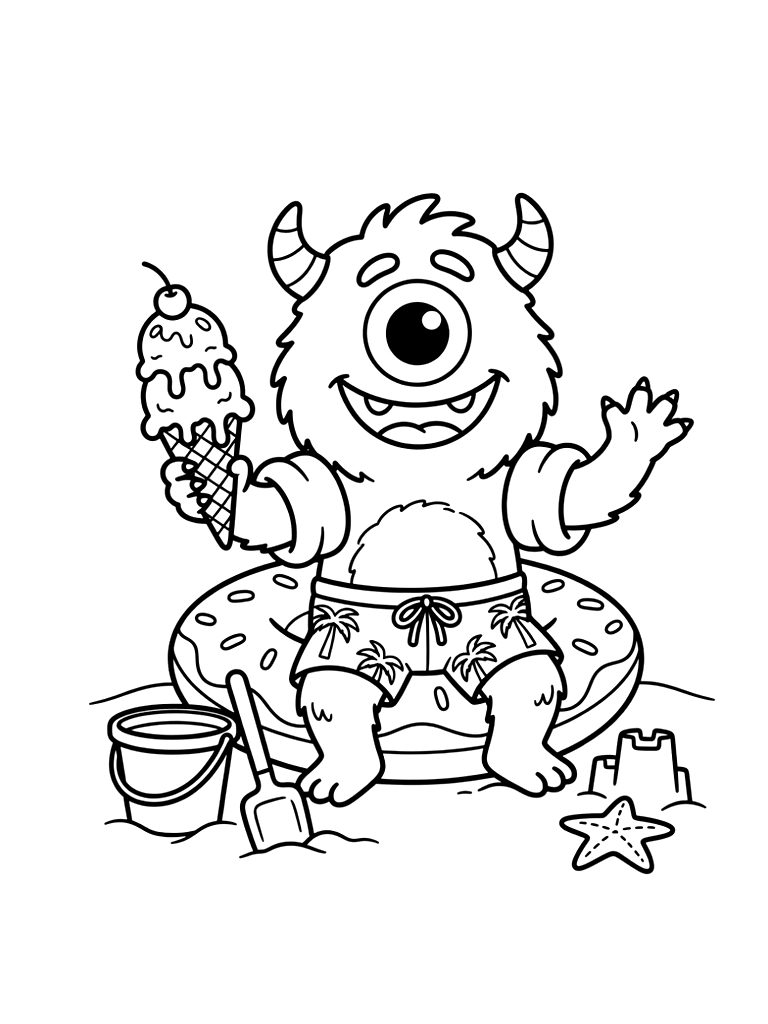 Pixar Characters Summer Movie Themes Coloring Page