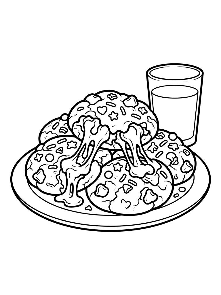Plate Of Viral Gourmet Stuffed Cookies Oozing With Melted Chocolate Chips Coloring Page
