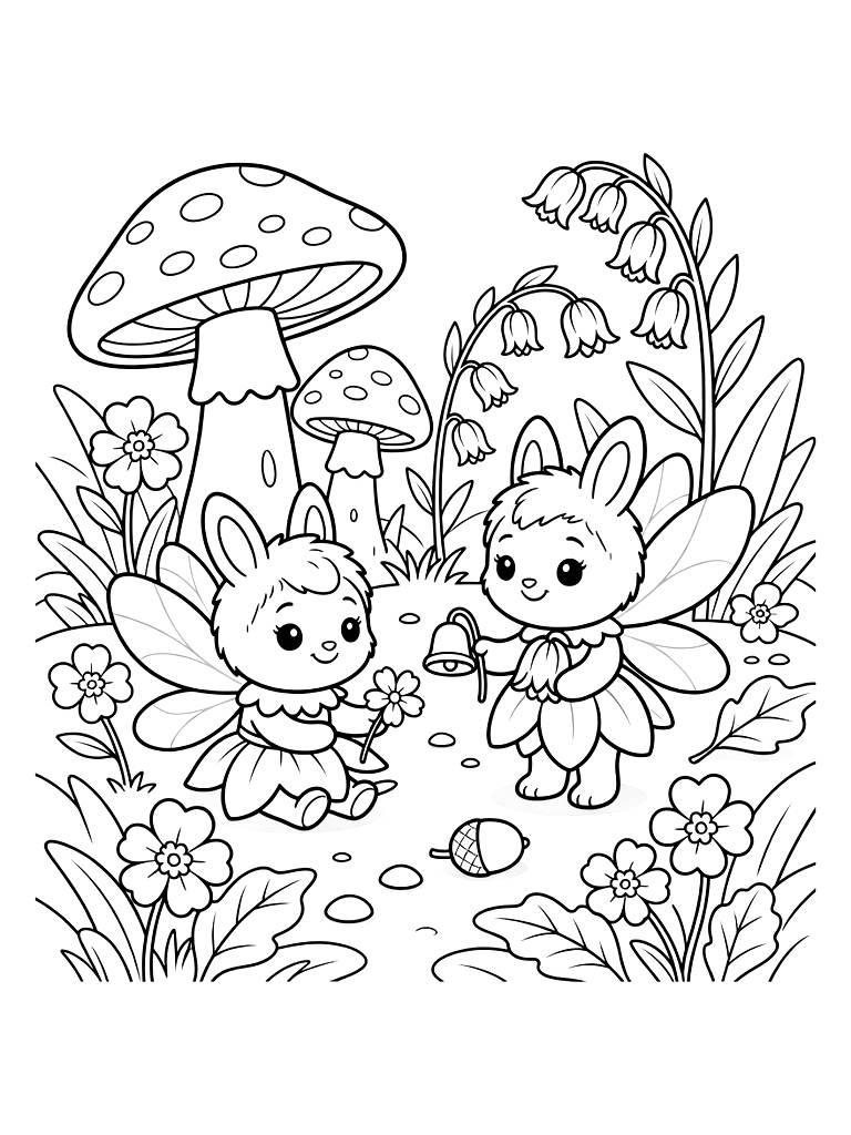 Primrose And Bluebell Woodland Floor Coloring Page