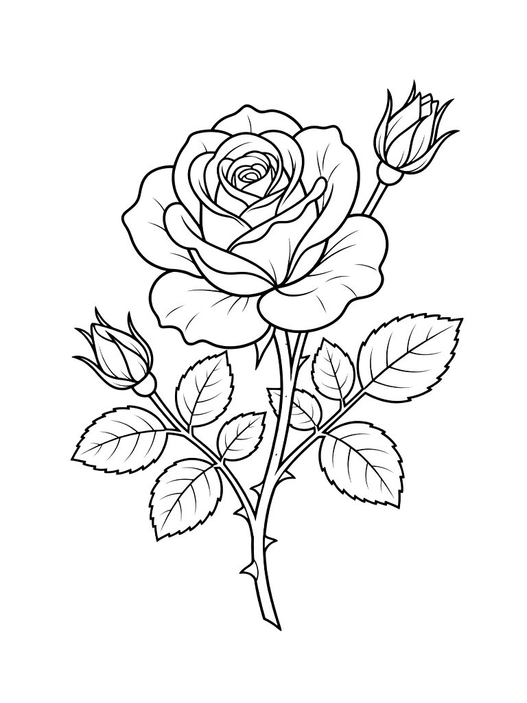 Rose Botanical Print Coloring Page