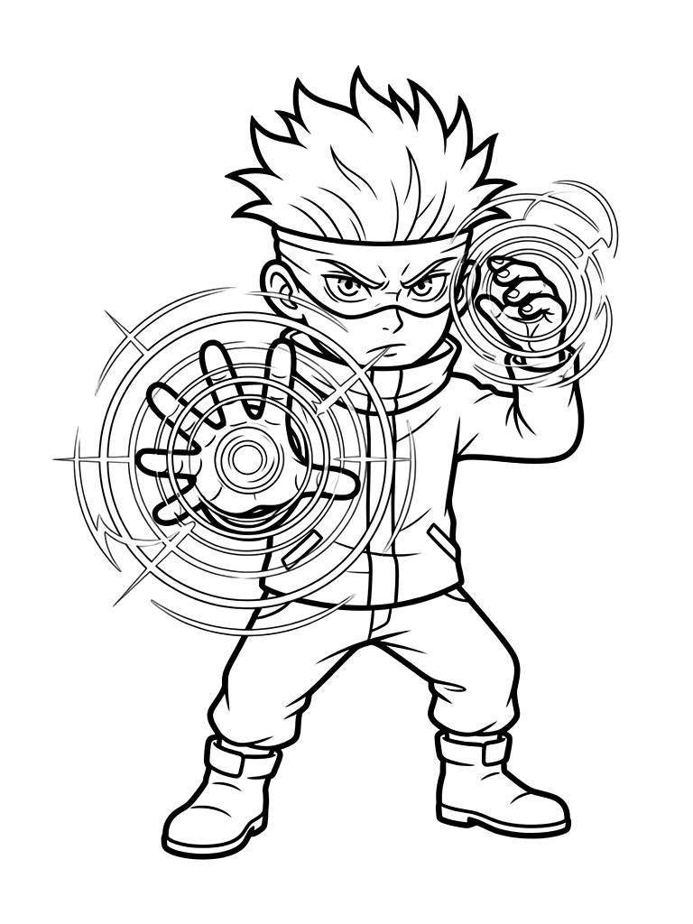 Satoru Gojo Using His Infinity Power With Intense Eyes Coloring Page