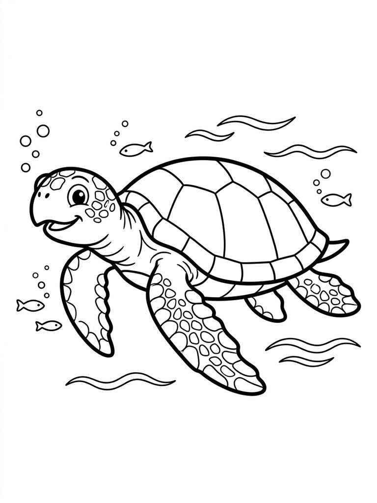 Sea Turtle / Swimming Sea Turtle Coloring Page