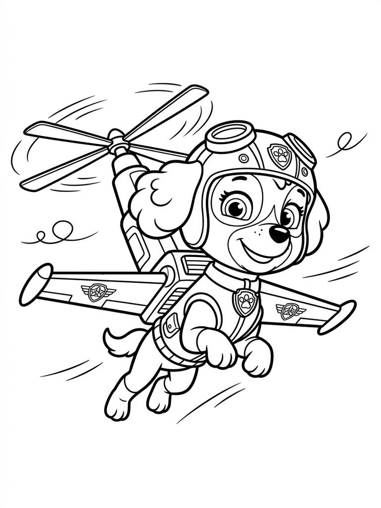 Skye Flying / Helicopter Pup In Air Rescue Coloring Page