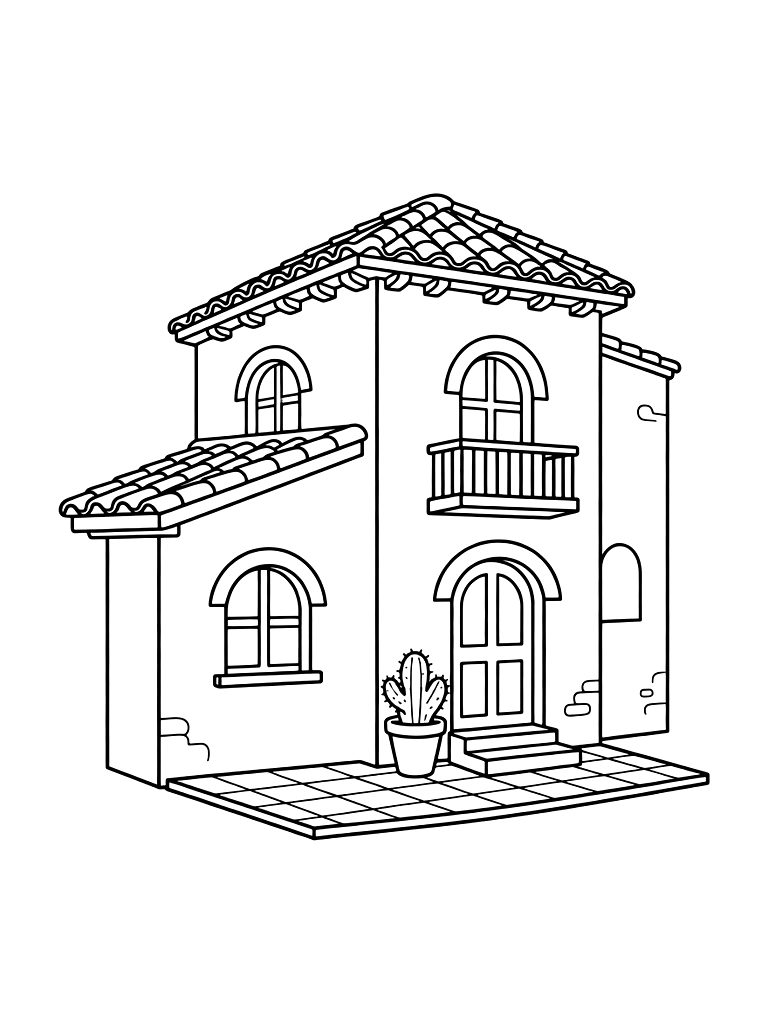 Spanish Terracotta Villa Coloring Page