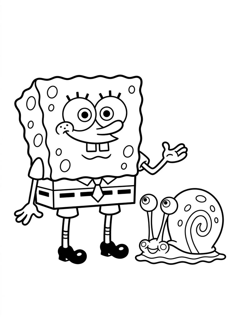 SpongeBob With Gary The Snail Coloring Page